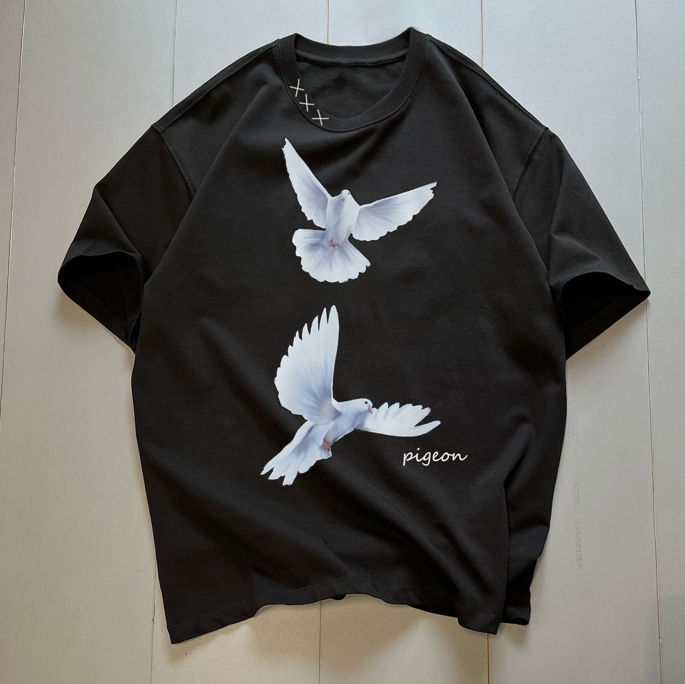 Men's black dove cotton street T-shirt